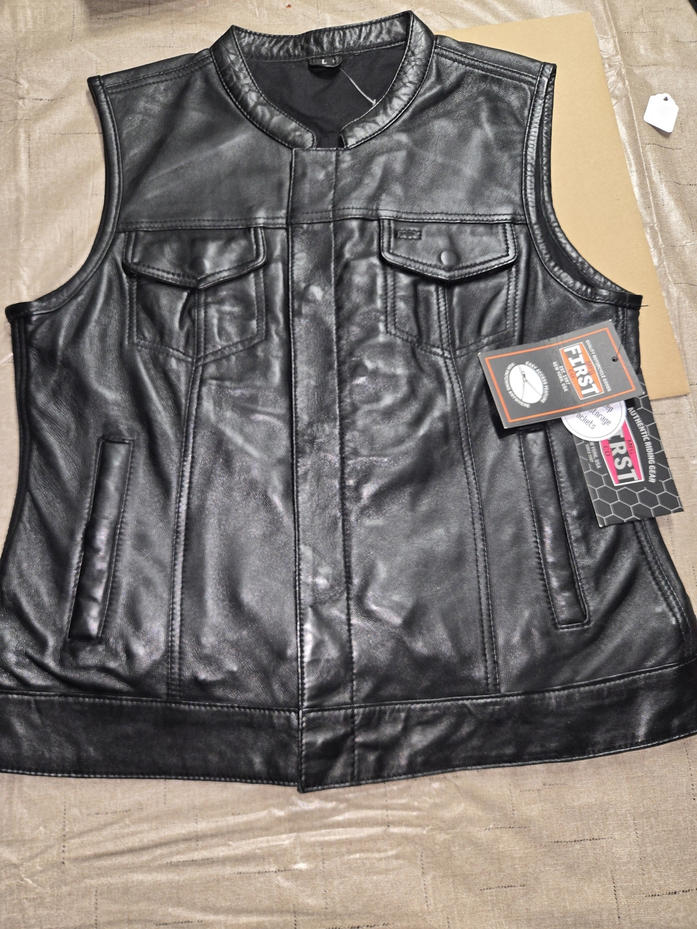 FIRST Men’s Black Leather Snap-Front Vest